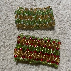 Authentic 2 bead bracelets with crochet type interior design limeade & cherrycit